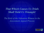 The Role of the Valuation Witness in Appeals Webinar
